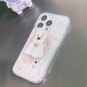 Cute Bear Design Phone Case - White